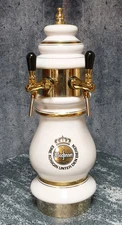 Vintage Warsteiner Ceramic Draft Beer Tower 2 Faucets Beer Pump Сolumn