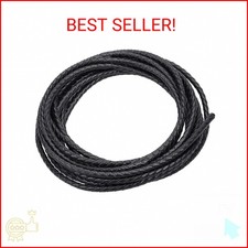 Lystaii 5.5 Yards Genuine Leather Cord 4mm Round Braided Bolo Leather Cord Strip