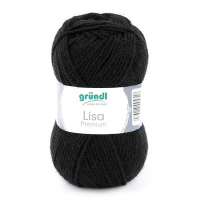 GRÜNDL - WOLLE LISA PREMIUM UNI 50G 100 G/ 3,18 EURO SCHWARZ NEU OVP
