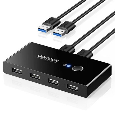 UGREEN 2 in 4 Output USB KVM Switcher für 2 Computer mit 2 x 1,5 Meter Kabeln