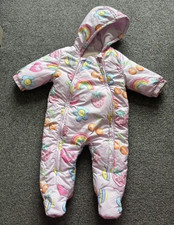 NEXT Hooded Full Zip Fleece Snowsuit Pink Rainbow 3-6 Months