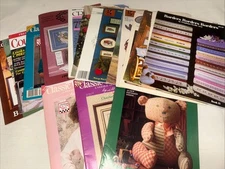 Cross Stitch Pattern Book Leaflets Vintage Lot of 18