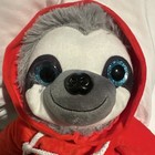 Sloth Plush Stuffed Animal Gray Red White Hoodie "Chill Out" Small 6-14 in — photo 3