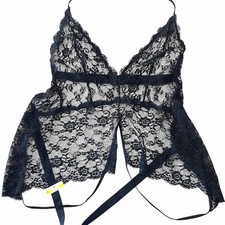 Mapale Black Lace Babydoll Lingerie Size Medium NWOT