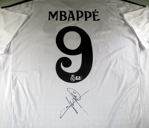 Kylian Mbappe / Autographed Real Madrid Adidas Pro-Style Soccer Jersey / COA