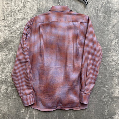Bergdorf Goodman Gingham Long Sleeve Dress Shirt Men’s L Red Blue Italy Made - Picture 2 of 8