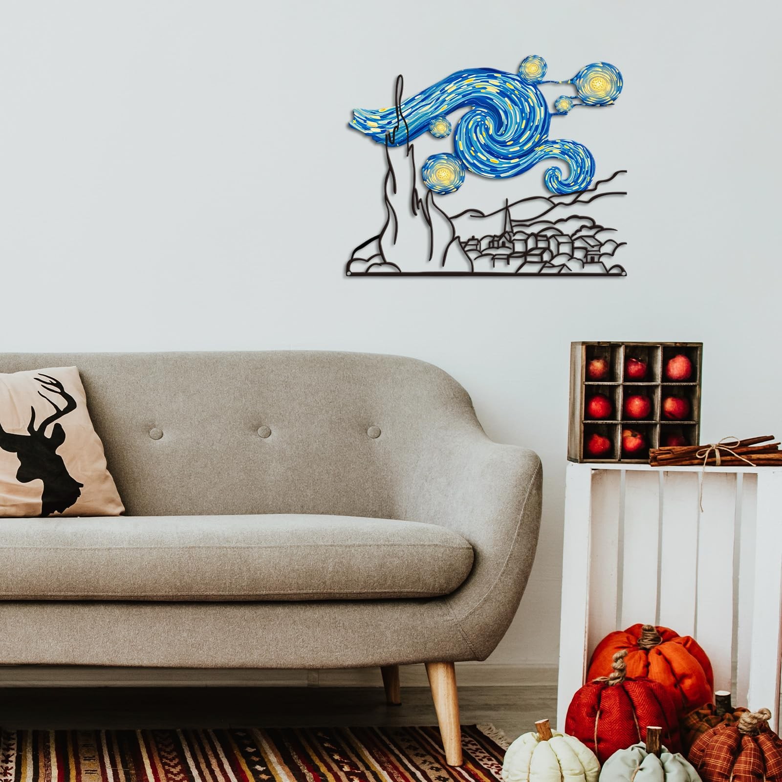 The Starry Night Van Gogh Metal Wall Decor, Painting Wall Art Abstract Artwor... thumbnail 7