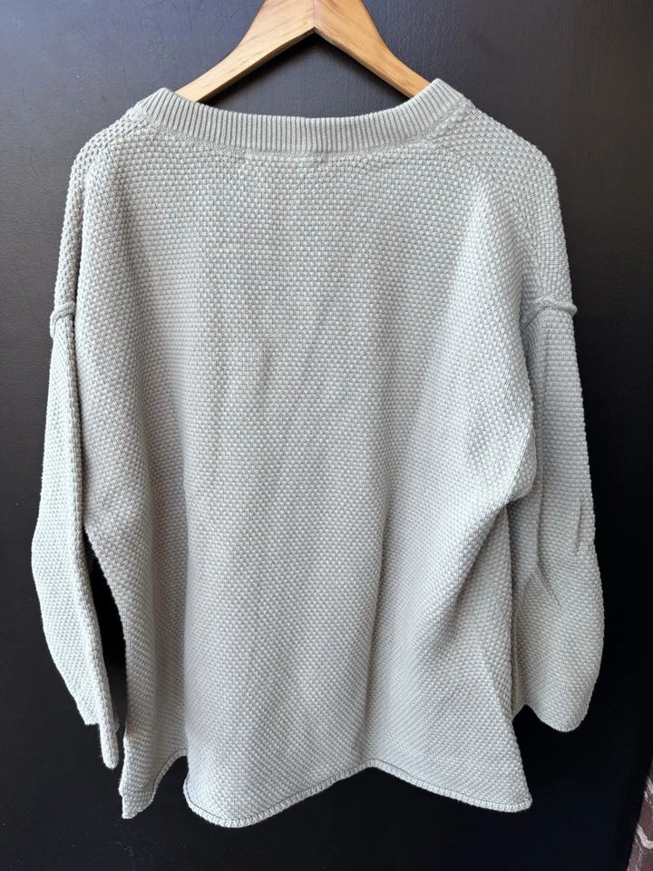 Sweater Free People Beach Sage Green Hailee Oversize Henley Womens Size Large - Image 2 of 4