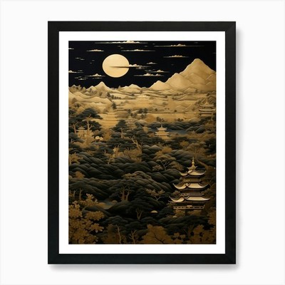 Asiatische Landschaft 69 Kunstdruck gerahmt Wandbild Poster Leinwanddruck Bild