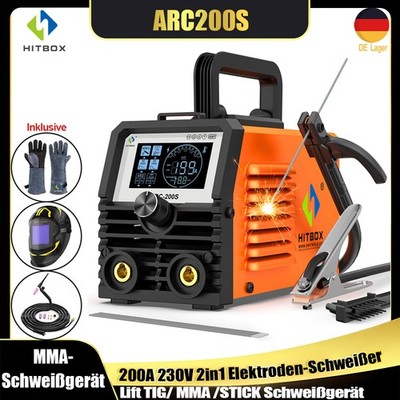 MMA Lift WIG Schweißgerät E-Hand ARC 200A Inverter schweißinverter m/TIG-Brenner