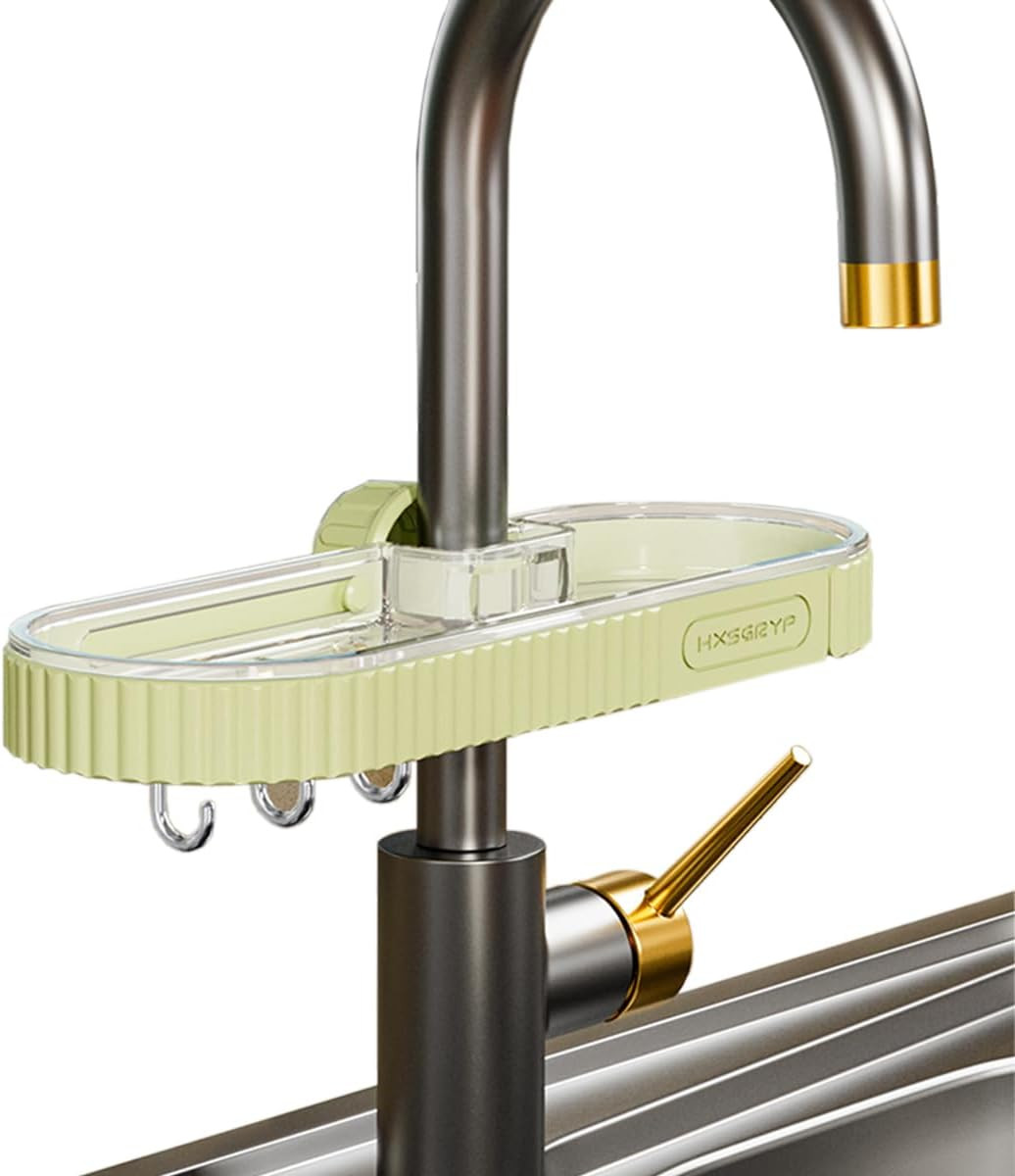 Eco-Friendly Over-Faucet Kitchen Sink Organizer for Sponges and Rags in Green-image
