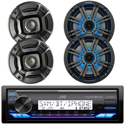 JVC KD-X38MBS Stereo Receiver, 2x 6.5'' 195W LED Speaker w/Grille, 2x 4'' Speaker