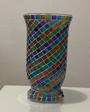 Vaso in Mosaico di Vetro Multicolore - Decorazione Casa Boho Chic - Fatto a Mano