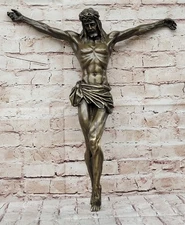Art Deco Sculpture Jesus Cross Bronze Statue Home/Office/Church Decoration SALE