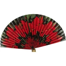 Tomorrows Antique Paper Decorative Standing Fan Brass Plated Base