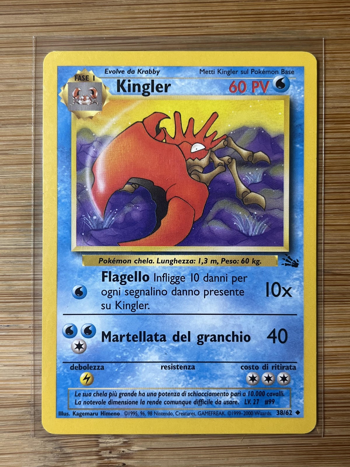 Pokemon TCG Kingler 38/62 Regular Uncommon Water Moderately Played Card Italian