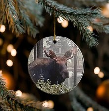 Moose Ceramic Ornament, Holiday Decoration