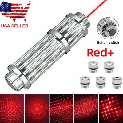 650nm Red Laser Pointer Pen Visible Beam Dot Light +5 Head Caps USA