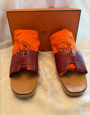 Hermes Womans Burgundy H Logo Flats Size 41 w/ Original Box  Dustbag RARE COLOR