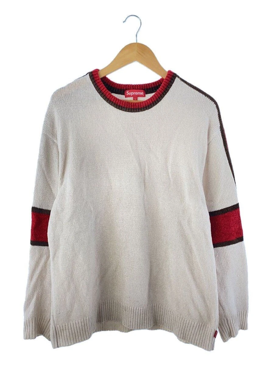 Pull tricot suprême rayures chenille (épais L acrylique ivoire occasion