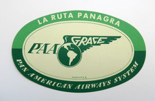 Vintage Pan American Airways Grace La Ruta Panagra Luggage Label Tag