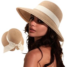 Stylish Foldable Wide Brim Straw Bucket Hat perfect for holidays