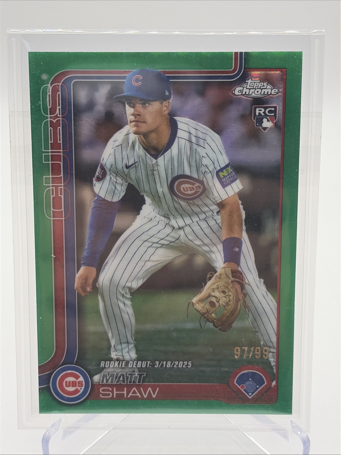 MATT SHAW 2025 TOPPS CHROME UPDATE ROOKIE DEBUT GREEN RC /99