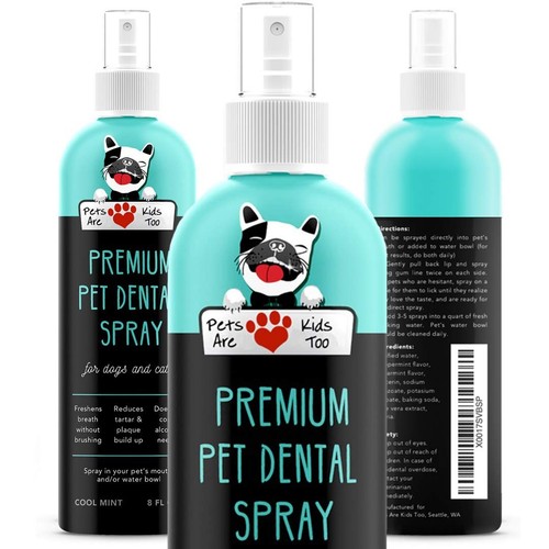 Premium Pet Dental Spray - 8oz Mint Dog Breath Freshener Cat Dental Care Dog ...