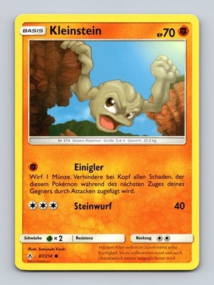 TCG Pokemon Karte Kleinstein UNB 87/214 DE Sumiyoshi Kizuki Unbroken Bonds
