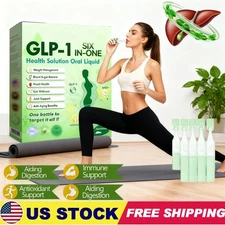 GLP-1 6-in-1 Oral Solution Quick Fat Loss, Blood Sugar | Anti-Aging US Stock