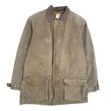 Vintage Carhartt Canvas Work Coat Jacket Size Medium Tall Blanket Lined C52 CHT