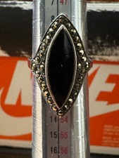 925 Sterling Silver Vintage Black Onyx Gemstone Statement Ring 5.2 Gs Size 5.5