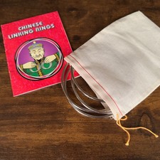 Chinese Linking Rings 4" Chrome Set of 4 with Booklet and Canvas Bag