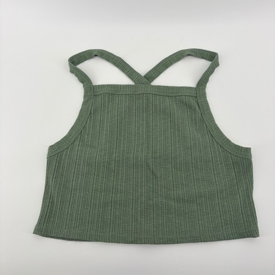 #ad American Eagle Sage Green Ribbed High Neck Cropped Tank Top Criss Cross Back L $18.00