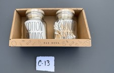 Rae Dunn Cotton SWABS And Cotton Rounds Glass Organizers NEW
