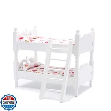 Z MAYABBO Wooden Dollhouse Furniture of Baby bunk Bed with Ladder