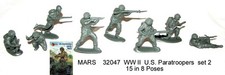 Mars 32047 1/32 WWII US Paratroopers set 2, 15 figures in 8 poses