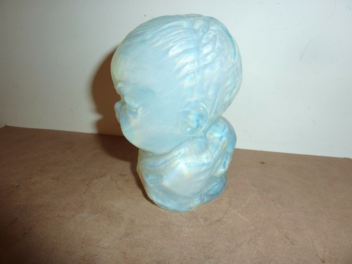 ART DECO PERIOD 11.5CM VASELINE MOULDED GLASS BUST OF CRYING 1920'S BOY OR GIRL - Picture 5 of 12