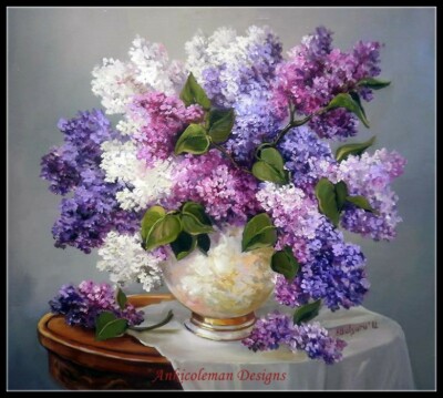 Chart Needlework DIY - Counted Cross Stitch Patterns - Lilacs in a Vase III