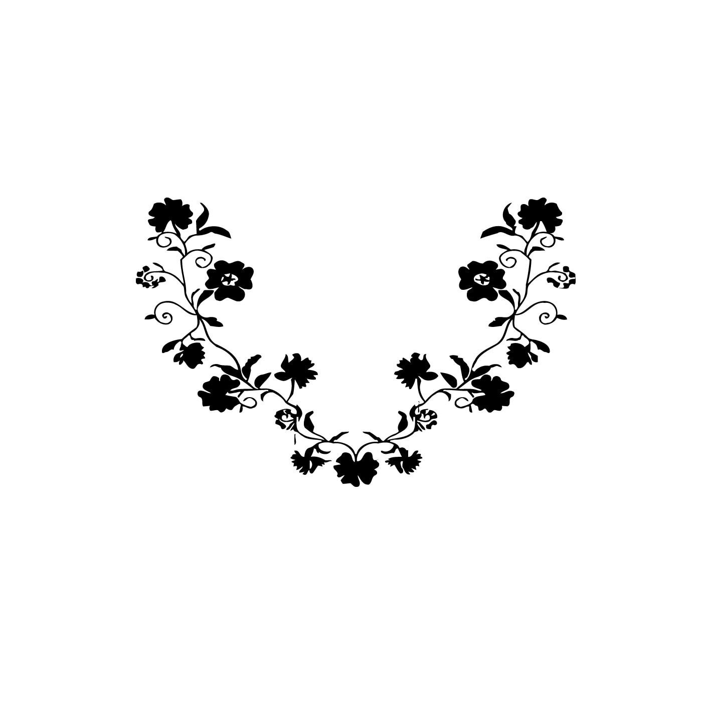 Floral Frame Flowers Sticker Vinyl Wall Art Black Medium