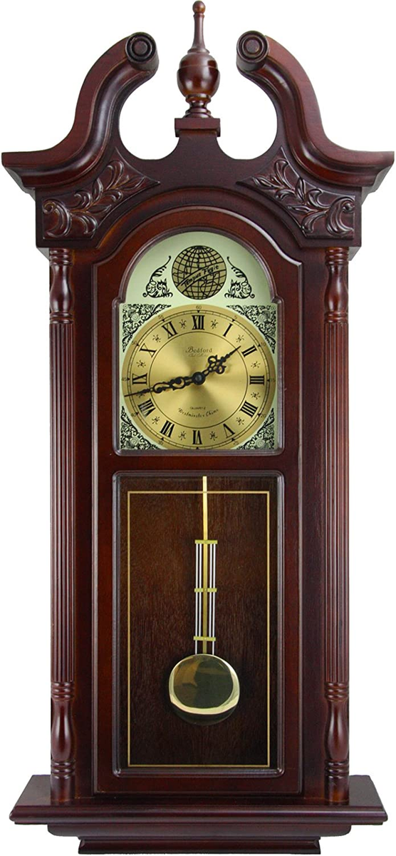 Grand Antique Colonial Chiming Wall Clock with Roman