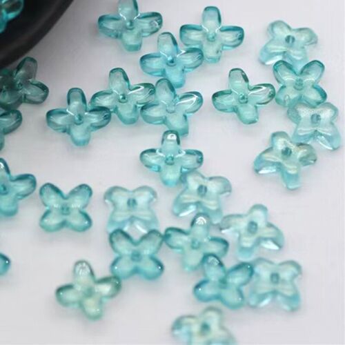 100Pcs Vintage Glass Lampwork Mini Flowers Nail Art Beads Silver Gold Foil 12mm - Picture 12 of 12