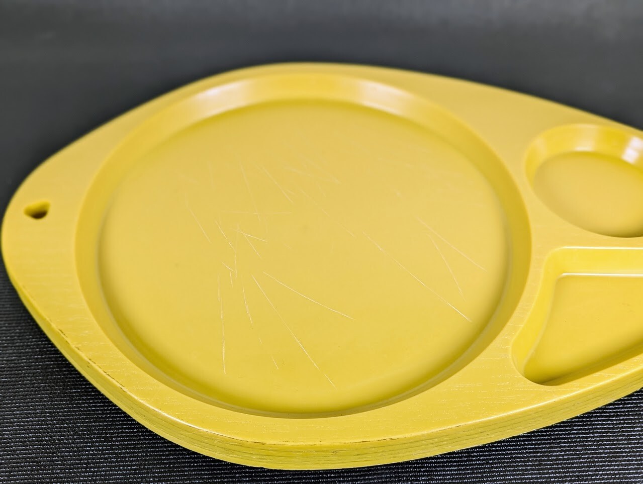 5 x Vintage Yellow Melamine Plastic Trays, Great for Camping image 2