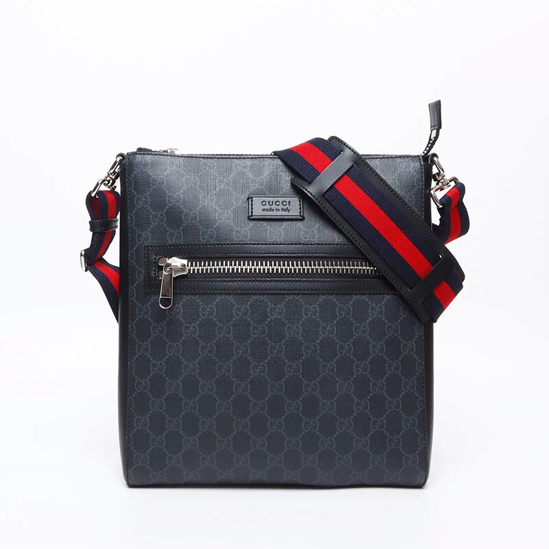 Sac bandoulière en cuir GUCCI GG Supreme Logo Messenger Bag noir WS13216