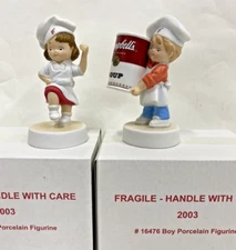 2003 Campbell's Soup  Boy Girl Porcelain Statue Figures 2 Piece Set