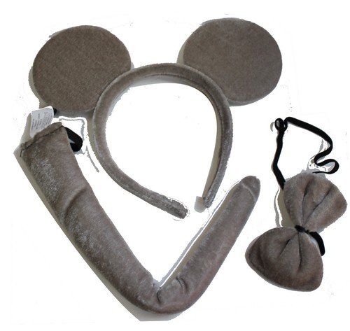 Plush Mouse Ears Costume Set Headband, Tail and Bowtie halloween 5 years+ Kids - Picture 8 of 19