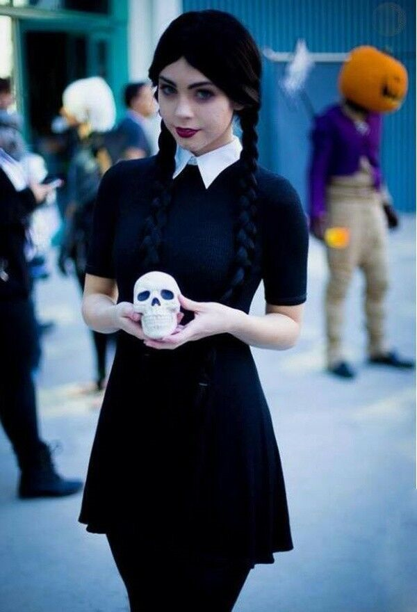 Women Black Short Sleeve Mini Dress Cosplay Fancy Dress