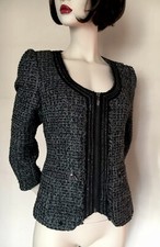 Pbo Philosophy Blues Original ,black/grey/sparkle,zipped Tweed Blazer Jacket,uk8