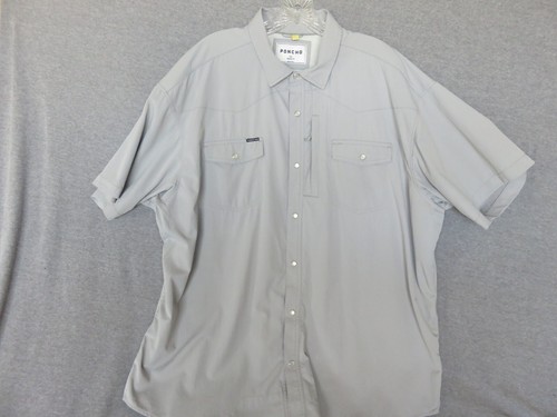 Poncho Shirt Mens 2XL Regular Fit Gray Vented Pearl Snaps Outdoor Fishing