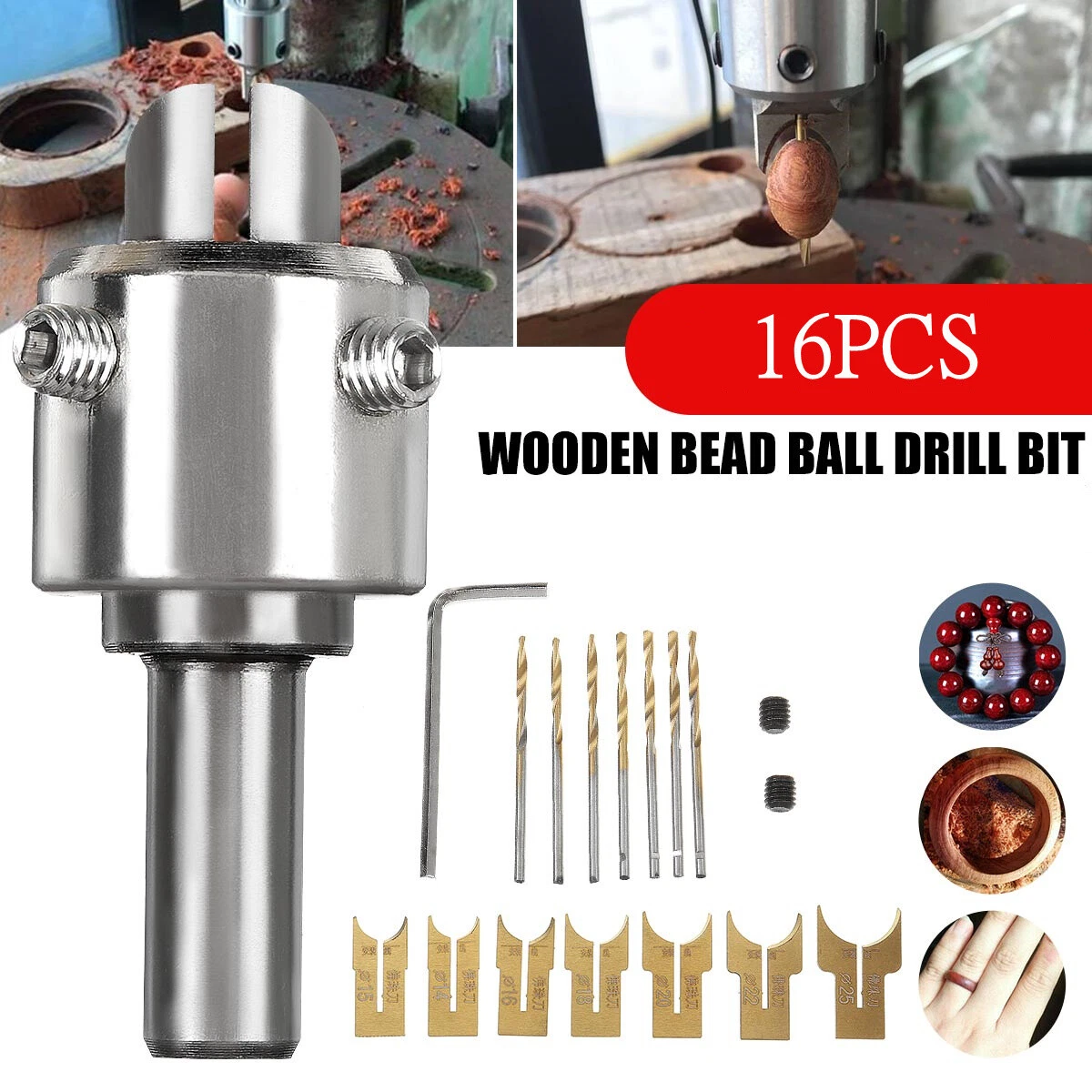 14 25mm Wooden Beads Maker Drill Bits Milling Cutter Kit DIY